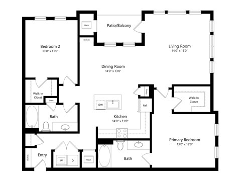 A black and white image of a house floor plan.